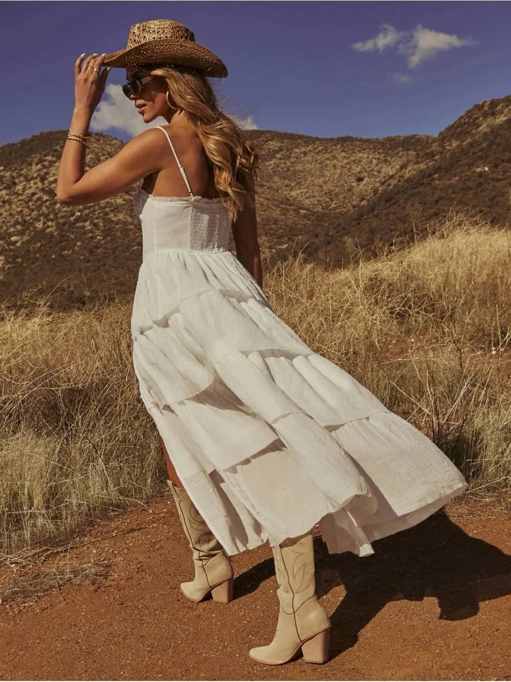 Vici White Tiered Maxi Corset Dress